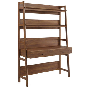 Modway Furniture Bixby Office Desk - Stylish Workspace with Tiered Shelving and Storage Drawers for Home Offices Walnut EEI-6073-WAL