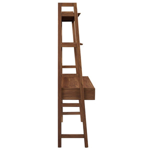 Modway Furniture Bixby Office Desk - Stylish Workspace with Tiered Shelving and Storage Drawers for Home Offices Walnut EEI-6073-WAL