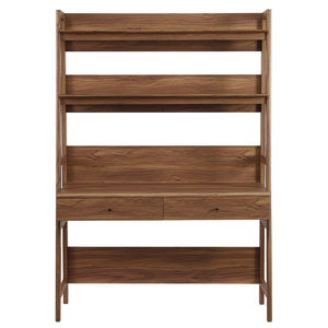 Modway Furniture Bixby Office Desk - Stylish Workspace with Tiered Shelving and Storage Drawers for Home Offices Walnut EEI-6073-WAL