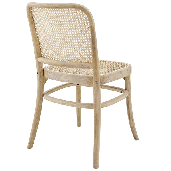 Modway Furniture Winona Wood Dining Side Chair Set of 2 – Rustic Charm with Woven Rattan & Durable Elm Frame Gray EEI-6078-GRY