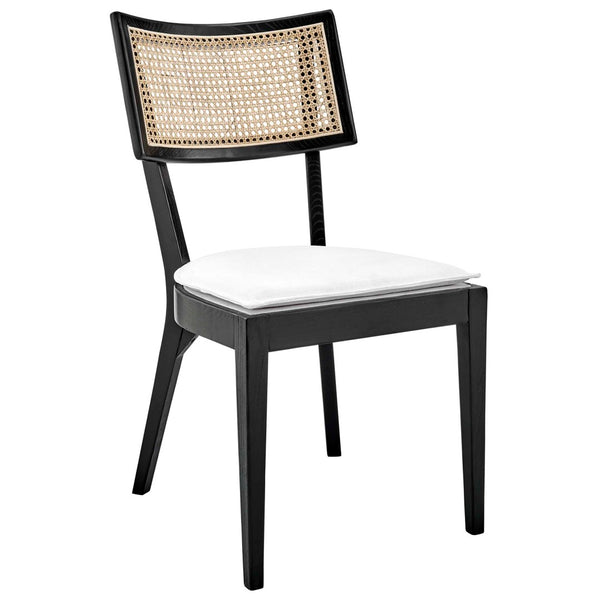 Modway Furniture Caledonia Fabric Upholstered Wood Dining Chairs Set of 2 - Retro-Modern Design for Any Space Black White EEI-6080-BLK-WHI