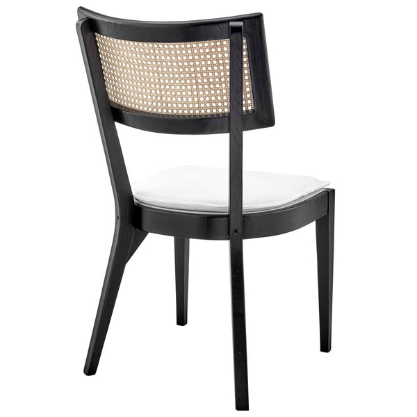 Modway Furniture Caledonia Fabric Upholstered Wood Dining Chairs Set of 2 - Retro-Modern Design for Any Space Black White EEI-6080-BLK-WHI