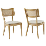 Modway Furniture Caledonia Fabric Upholstered Wood Dining Chair Set of 2 EEI-6080-GRY-BEI