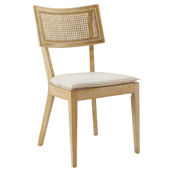 Modway Furniture Caledonia Fabric Upholstered Wood Dining Chairs Set of 2 - Retro-Modern Design for Any Space Gray Beige EEI-6080-GRY-BEI