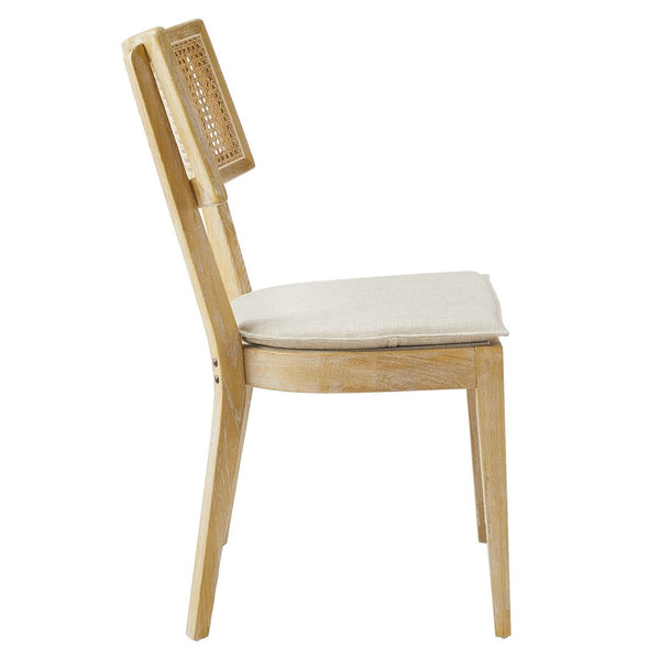 Modway Furniture Caledonia Fabric Upholstered Wood Dining Chairs Set of 2 - Retro-Modern Design for Any Space Gray Beige EEI-6080-GRY-BEI