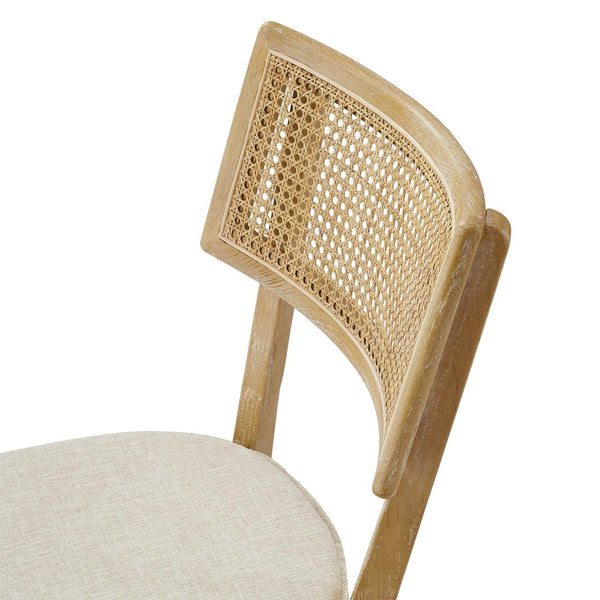 Modway Furniture Caledonia Fabric Upholstered Wood Dining Chairs Set of 2 - Retro-Modern Design for Any Space Gray Beige EEI-6080-GRY-BEI