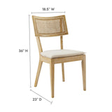 Modway Furniture Caledonia Fabric Upholstered Wood Dining Chair Set of 2 EEI-6080-GRY-BEI