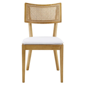 Modway Furniture Caledonia Fabric Upholstered Wood Dining Chairs Set of 2 - Retro-Modern Design for Any Space Natural White EEI-6080-NAT-WHI