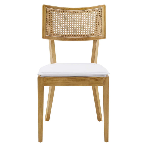 Modway Furniture Caledonia Fabric Upholstered Wood Dining Chairs Set of 2 - Retro-Modern Design for Any Space Natural White EEI-6080-NAT-WHI
