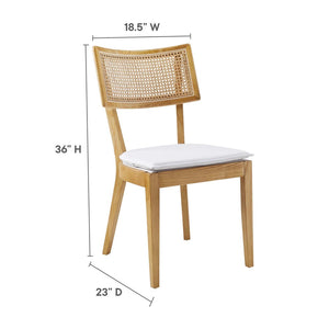 Modway Furniture Caledonia Fabric Upholstered Wood Dining Chairs Set of 2 - Retro-Modern Design for Any Space Natural White EEI-6080-NAT-WHI