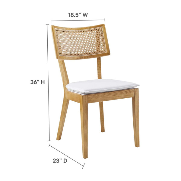 Modway Furniture Caledonia Fabric Upholstered Wood Dining Chairs Set of 2 - Retro-Modern Design for Any Space Natural White EEI-6080-NAT-WHI