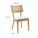 Modway Furniture Caledonia Fabric Upholstered Wood Dining Chair Set of 2 EEI-6080-NAT-WHI
