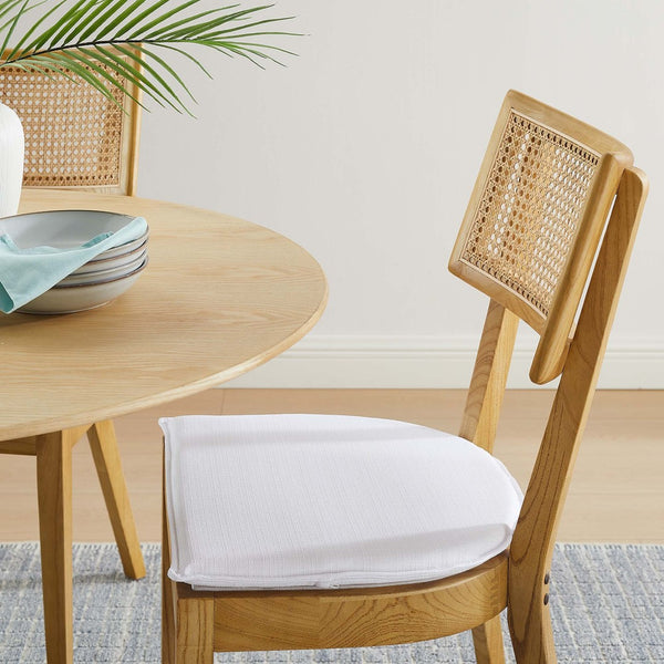 Modway Furniture Caledonia Fabric Upholstered Wood Dining Chairs Set of 2 - Retro-Modern Design for Any Space Natural White EEI-6080-NAT-WHI