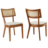 Modway Furniture Caledonia Fabric Upholstered Wood Dining Chair Set of 2 EEI-6080-WAL-BEI