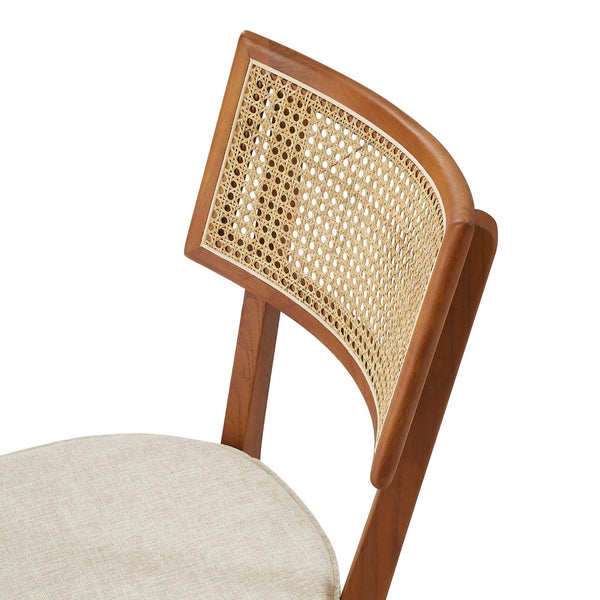 Modway Furniture Caledonia Fabric Upholstered Wood Dining Chairs Set of 2 - Retro-Modern Design for Any Space Walnut Beige EEI-6080-WAL-BEI