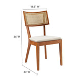Modway Furniture Caledonia Fabric Upholstered Wood Dining Chair Set of 2 EEI-6080-WAL-BEI