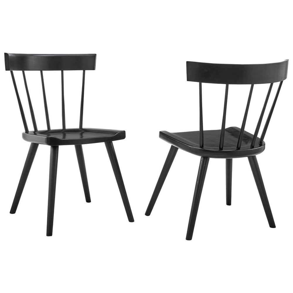 Modway Furniture Sutter Wood Dining Side Chair Set of 2 - Modern Farmhouse Design, Durable Elm Wood & Versatile Elegance EEI-6082-BLK