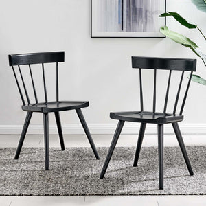 Modway Furniture Sutter Wood Dining Side Chair Set of 2 - Modern Farmhouse Design, Durable Elm Wood & Versatile Elegance EEI-6082-BLK