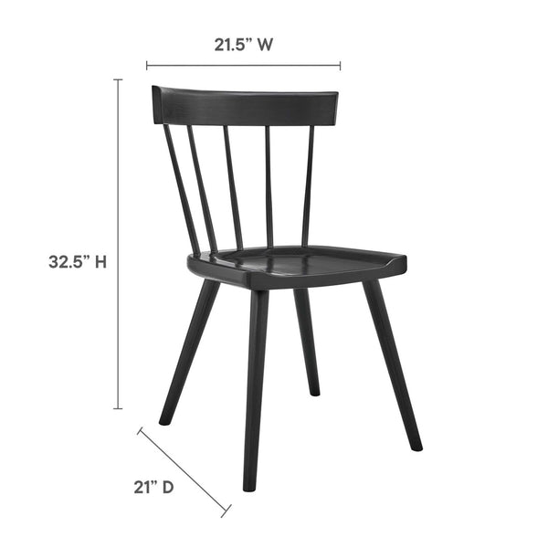 Modway Furniture Sutter Wood Dining Side Chair Set of 2 - Modern Farmhouse Design, Durable Elm Wood & Versatile Elegance EEI-6082-BLK