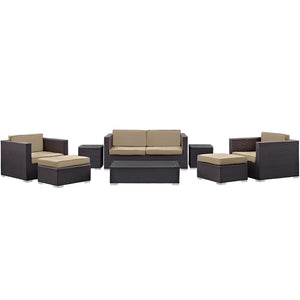 Modway Furniture Venice 8 Piece Outdoor Patio Sofa Set Espresso Mocha 57.5 x 165 x 25.5