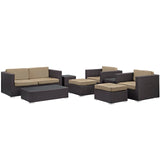 Modway Furniture Venice 8 Piece Outdoor Patio Sofa Set Espresso Mocha 57.5 x 165 x 25.5