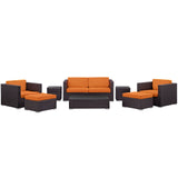 Modway Furniture Venice 8 Piece Outdoor Patio Sofa Set Espresso Orange 57.5 x 165 x 25.5