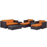 Modway Furniture Venice 8 Piece Outdoor Patio Sofa Set Espresso Orange 57.5 x 165 x 25.5