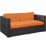 Modway Furniture Venice 8 Piece Outdoor Patio Sofa Set Espresso Orange 57.5 x 165 x 25.5