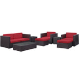 Modway Furniture Venice 8 Piece Outdoor Patio Sofa Set Espresso Red 57.5 x 165 x 25.5