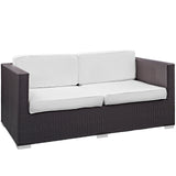 Modway Furniture Venice 8 Piece Outdoor Patio Sofa Set Espresso White 57.5 x 165 x 25.5