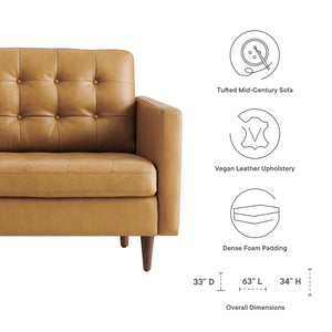Modway Furniture Exalt Tufted Leather Loveseat - Mid-Century Modern Comfort, Durable Top-Grain Leather, Stylish Design EEI-6100-TAN