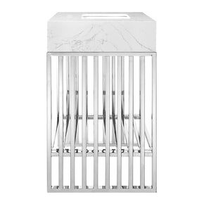 Modway Furniture Gridiron 30" Bathroom Vanity - Modern Industrial Design with Integrated Marble Sink & Open Storage EEI-6105-WHI-SLV