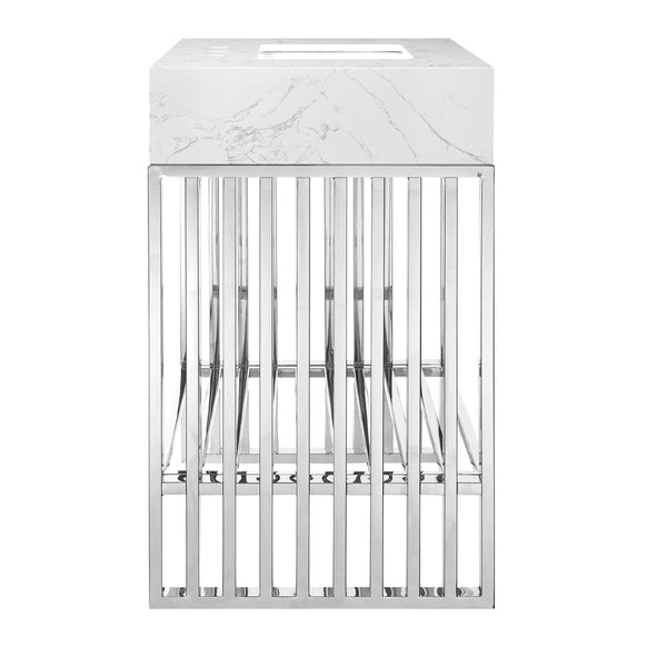 Modway Furniture Gridiron 30" Bathroom Vanity - Modern Industrial Design with Integrated Marble Sink & Open Storage EEI-6105-WHI-SLV