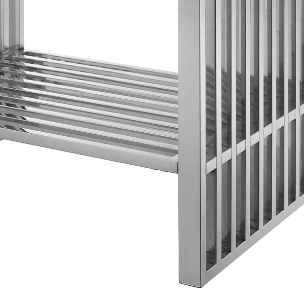 Modway Furniture Gridiron 30" Bathroom Vanity - Modern Industrial Design with Integrated Marble Sink & Open Storage EEI-6105-WHI-SLV