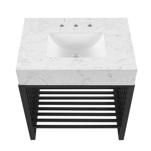 Modway Furniture Gridiron 30" Bathroom Vanity - Modern Industrial Design with Integrated Sink & Open Storage Space EEI-6106-WHI-BLK