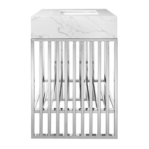 Modway Furniture Gridiron 36" Stainless Steel Bathroom Vanity - Contemporary Design with Open Storage & Marble Sink EEI-6107-WHI-SLV