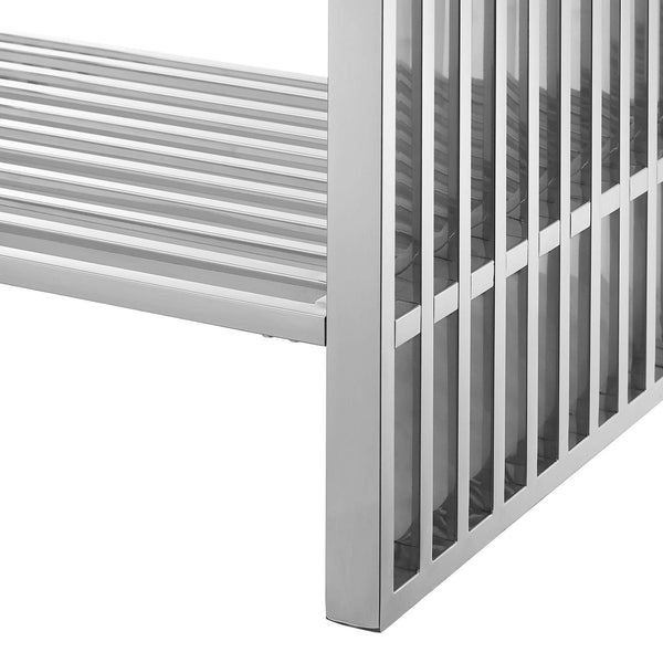 Modway Furniture Gridiron 36" Stainless Steel Bathroom Vanity - Contemporary Design with Open Storage & Marble Sink EEI-6107-WHI-SLV