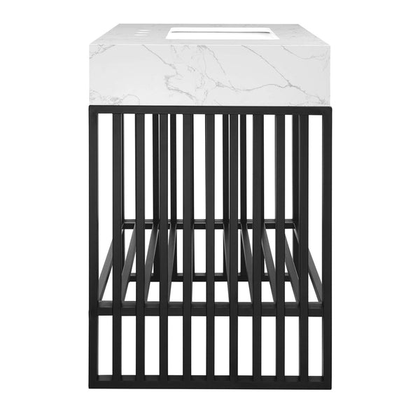 Modway Furniture Gridiron 36" Bathroom Vanity by Modway - Modern Open-Concept Design with Integrated Marble Sink EEI-6108-WHI-BLK