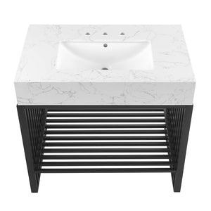 Modway Furniture Gridiron 36" Bathroom Vanity by Modway - Modern Open-Concept Design with Integrated Marble Sink EEI-6108-WHI-BLK