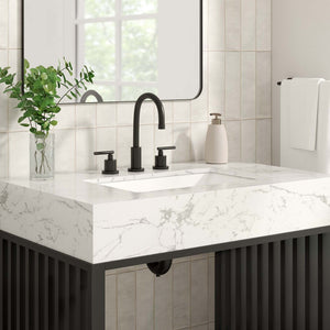 Modway Furniture Gridiron 36" Bathroom Vanity by Modway - Modern Open-Concept Design with Integrated Marble Sink EEI-6108-WHI-BLK