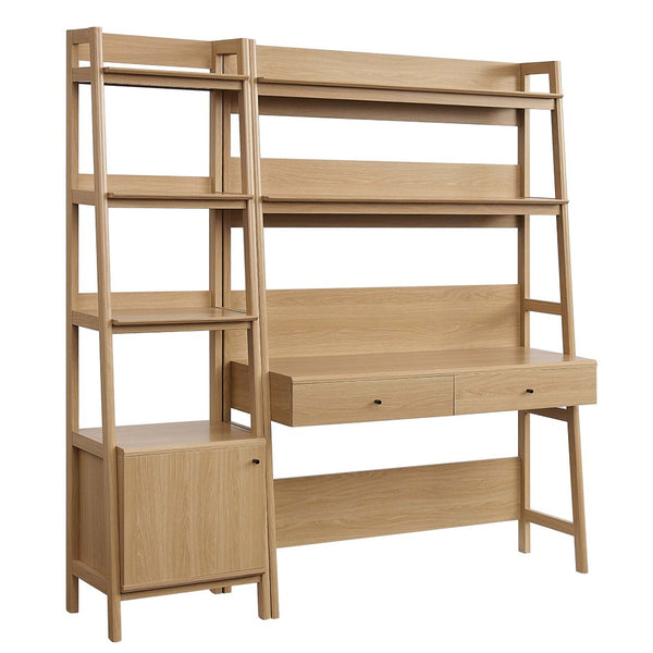 Modway Furniture Bixby 2-Piece Office Desk and Bookshelf Set - Modern Wood Grain Workspace with Sleek Storage Solutions Oak EEI-6111-OAK