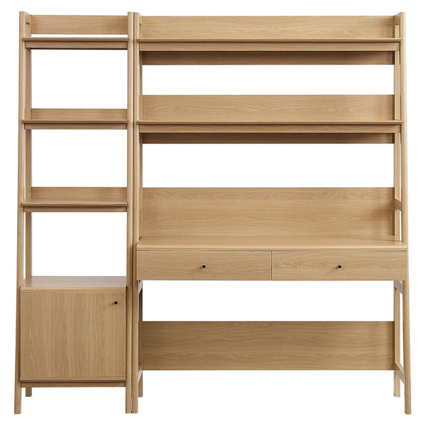 Modway Furniture Bixby 2-Piece Office Desk and Bookshelf Set - Modern Wood Grain Workspace with Sleek Storage Solutions Oak EEI-6111-OAK