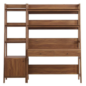 Modway Furniture Bixby 2-Piece Office Desk and Bookshelf Set - Modern Wood Grain Workspace with Sleek Storage Solutions Walnut EEI-6111-WAL