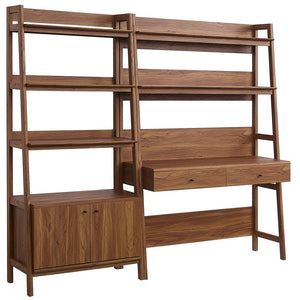 Modway Furniture Bixby 2-Piece Modern Wood Office Desk and Bookshelf Set for Stylish Organization and Workspace Functionality Walnut EEI-6112-WAL