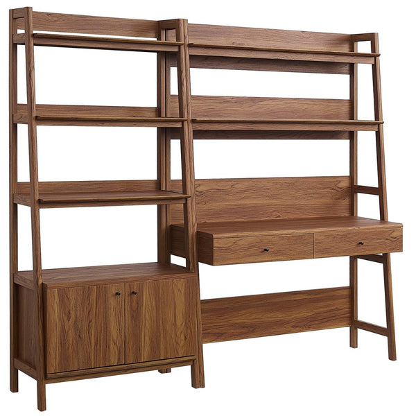Modway Furniture Bixby 2-Piece Modern Wood Office Desk and Bookshelf Set for Stylish Organization and Workspace Functionality Walnut EEI-6112-WAL