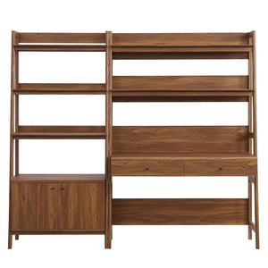 Modway Furniture Bixby 2-Piece Modern Wood Office Desk and Bookshelf Set for Stylish Organization and Workspace Functionality Walnut EEI-6112-WAL