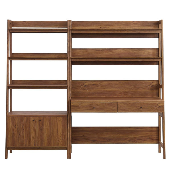 Modway Furniture Bixby 2-Piece Modern Wood Office Desk and Bookshelf Set for Stylish Organization and Workspace Functionality Walnut EEI-6112-WAL