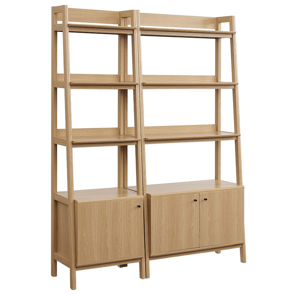 Modway Furniture Bixby Wood Bookshelves Set of 2 – Modern Tiered Design for Organized Living Room and Home Office Oak EEI-6113-OAK
