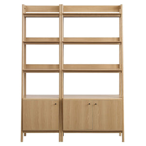 Modway Furniture Bixby Wood Bookshelves Set of 2 – Modern Tiered Design for Organized Living Room and Home Office Oak EEI-6113-OAK