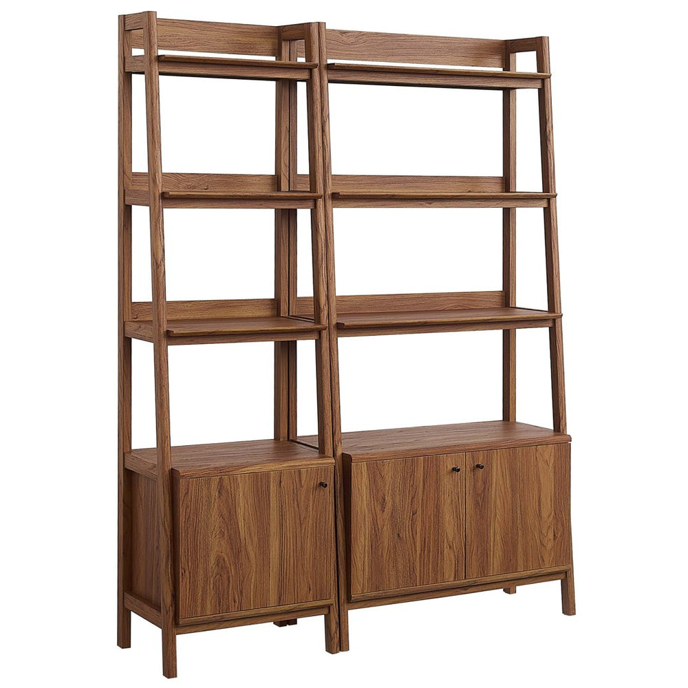 Modway Furniture Bixby Wood Bookshelves Set of 2 – Modern Tiered Design for Organized Living Room and Home Office Walnut EEI-6113-WAL